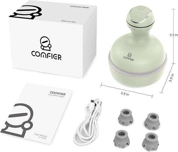 COMFIER Scalp Massager, Electric Head Scratcher, Portable Head Massager for Hair Growth with 84 Silicone Massage Nodes, Dog&Cat Massager, Rechargeable, Waterproof, Gifts for Mom,Dad,Women,Men (Green)-VivaGrace Women