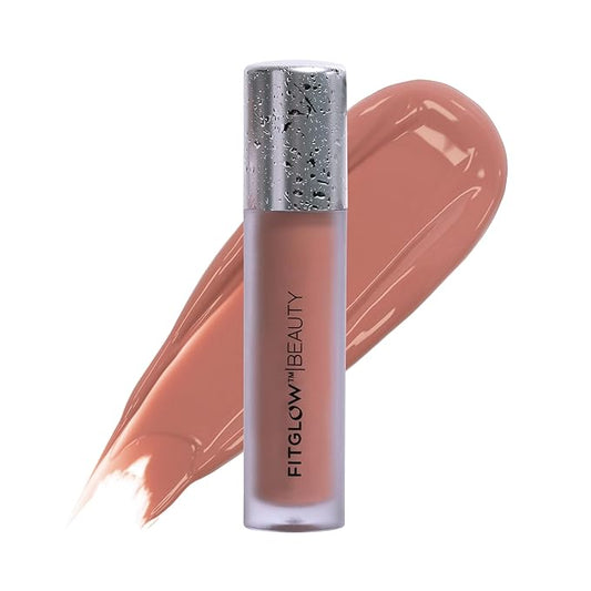 FITGLOW Beauty Lip Colour Serum | Hydrating Lip Gloss | Plumping Anti-Aging Lip Treatment | Natural Shine with Pomegranate Sterols & Collagen | Buildable Color for Dry Chapped Lips | Buff - 10g-VivaGrace Women