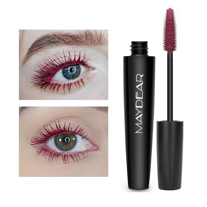 Maydear Burgundy Mascara for Eyelashes, Waterproof Colored Long Lasting Smudgeproof for Women Fast Dry Lengthening Eye Makeup Party - Dark Purple-VivaGrace Women