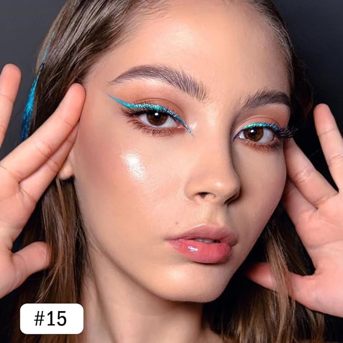 evpct Blue Green Gel Eyeliner Pencil for Women Waterline Waterproof Smudge Proof Eye Makeup Liners, Green Mascara Eye Liner Gel Liner Eyeliner with Sharpener delineador de ojos contra el agua 15