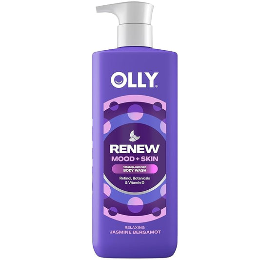 OLLY Renew Body Wash with Vitamin D, Retinol & Botanicals – Nourishing Cleanser for Skin Barrier Repair, Deep Hydration, Jasmine Bergamot Scent, 17oz-VivaGrace Women