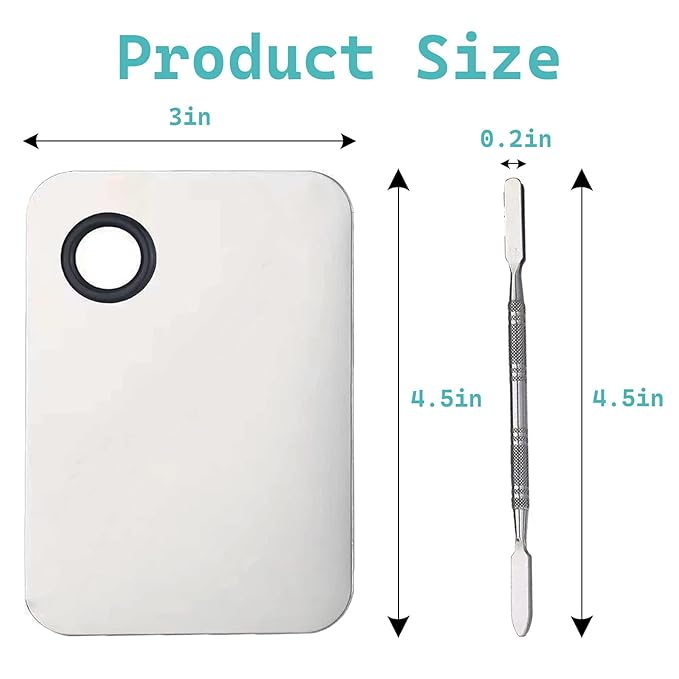 2 in 1 Makeup Mixing Palette Set with Spatula - Stainless Steel Foundation Accessories and Mixing Tools for Cosmetic, Nail Art, Lipstick-VivaGrace Women