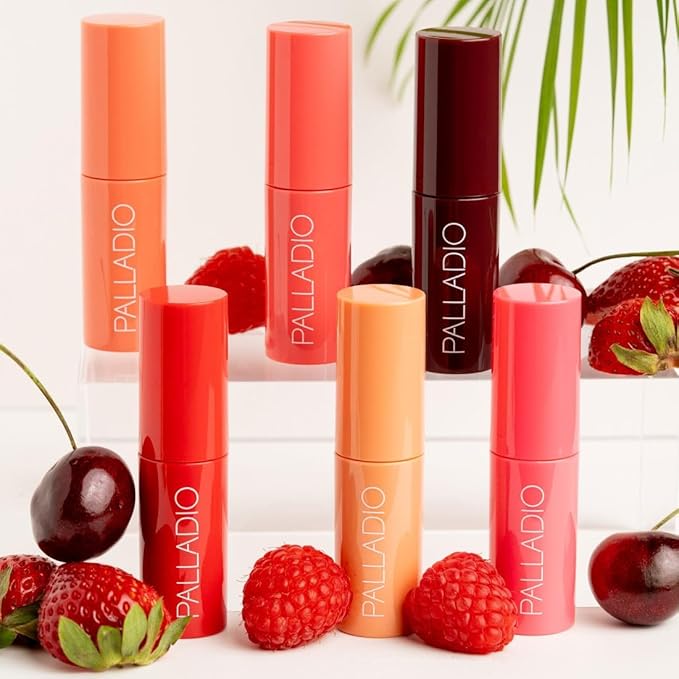 Palladio Jelly Tint, Liquid Stain for Cheeks & Lips, Vivid Color Lip Stain, Lightweight Non-Sticky and Transfer-proof, Natural Finish Makeup, Cherry Rose-VivaGrace Women