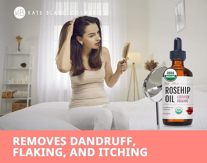 Kate Blanc Cosmetics Rosehip Oil for Face & Skin (4oz, Organic, Pure, Cold Pressed) Rosehip Seed Face Oil for Facial & Gua Sha Massage-VivaGrace Women