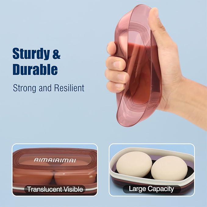 Shampoo Bar Holder, Large Soap Holder for 5 oz/10 oz Oversized Bars, Durable & Versatile Storage Soap Container with Drainage Layer (1 Pack, Red Style A-Large)-VivaGrace Women