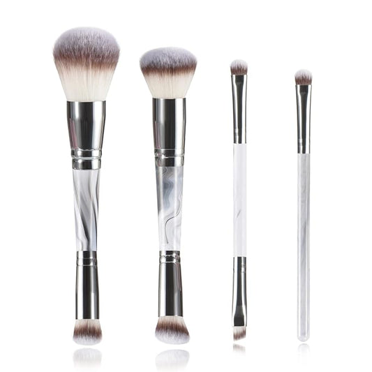 4 pcs makeup brushes, double head makeup brush set, loose powder powder blusher foundation make-up concealer eye shadow eyebrow brush, multi-purpose makeup tools-VivaGrace Women