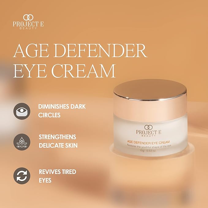Project E Beauty Age Defender Eye Cream Brightens & Smooths Under Eyes | Reduce Puffiness, Lines & Dark Circles | Anti-Aging & Hydrating | Wrinkle Smoothing Eye Cream Treatment | 15g-VivaGrace Women
