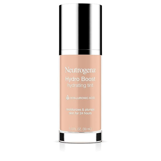 Neutrogena Hydro Boost Hydrating Tint Foundation Makeup for Dry Skin, with Hyaluronic Acid, Lightweight Oil-Free Water Gel, Non-Comedogenic, 20 Natural Ivory, 1.0 fl. oz-VivaGrace Women