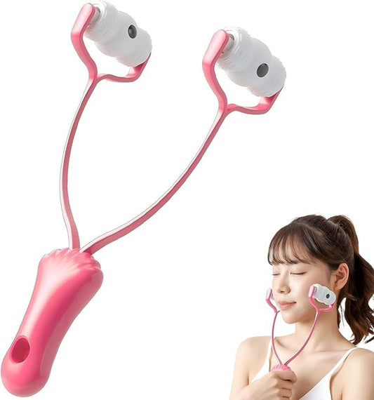 V-Shaped Face Roller Massager with 4 Magnetic Beads, Facial Lifting Tool Neck and Skin Tightening Beauty Massager-VivaGrace Women