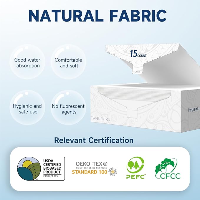 Face Towels, 10” x 12”, Thick Soft and Absorbent, Face Towelettes Disposable Biodegradable for Sensitive Skin, Makeup Remover, Travel, Cleansing, 45 Count( 3 PACK )