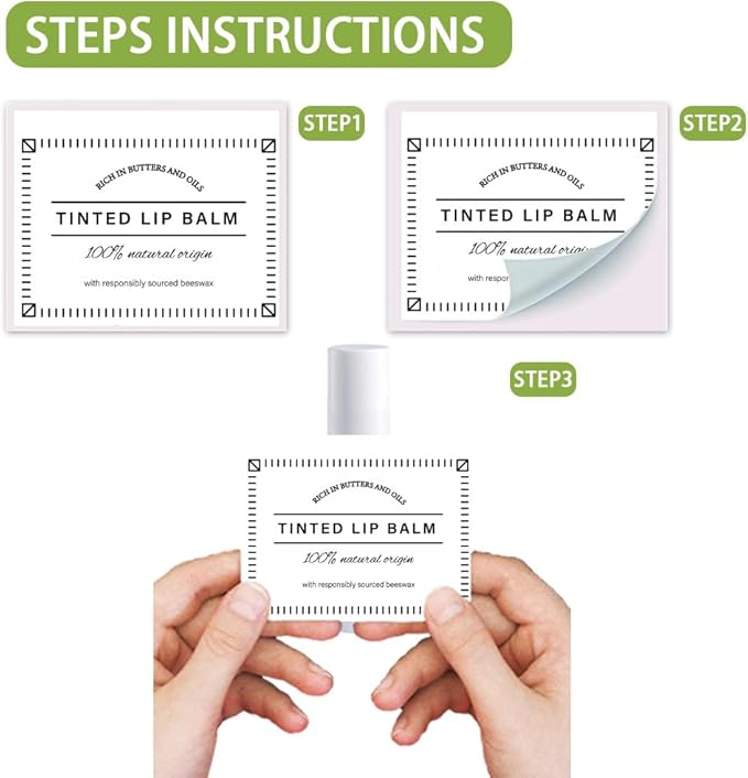 OLYCRAFT 100Pcs Self-Adhesive Lip Balm Tag Stickers 1.7x2.1 inch Waterproof Adhesive Label with Simple Label Rectangle Lipstick Tag Sticker for Lip Balm Container Tubes Lipstick Wrapping Decoration-VivaGrace Women