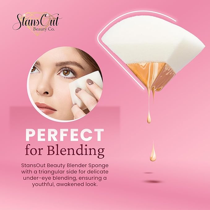 StansOut Beauty Sponge 4-Pack – Streak-Free, Airbrushed Finish | Reusable, Quick-Drying, Latex-Free | Multi-Angle Blending Sponge for Cream, Liquid & Powder | Pro Makeup Applicator-VivaGrace Women