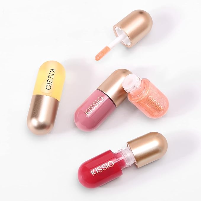KISSIO Lip Plumper,Color Lip Plumper Gloss,Lip Enhancer,Plant Extracts Plumping Lip Serum,Moisturizing Lip Gloss for Fuller Lips and Hydrated Beauty Lips 5.5ml (03 Lakeside)-VivaGrace Women
