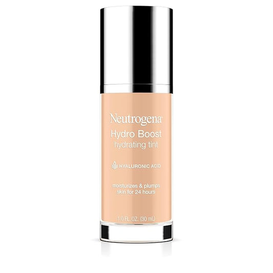 Neutrogena Hydro Boost Hydrating Tint Foundation Makeup for Dry Skin, with Hyaluronic Acid, Lightweight Oil-Free Water Gel, Non-Comedogenic 10 Classic Ivory, 1.0 fl. oz-VivaGrace Women