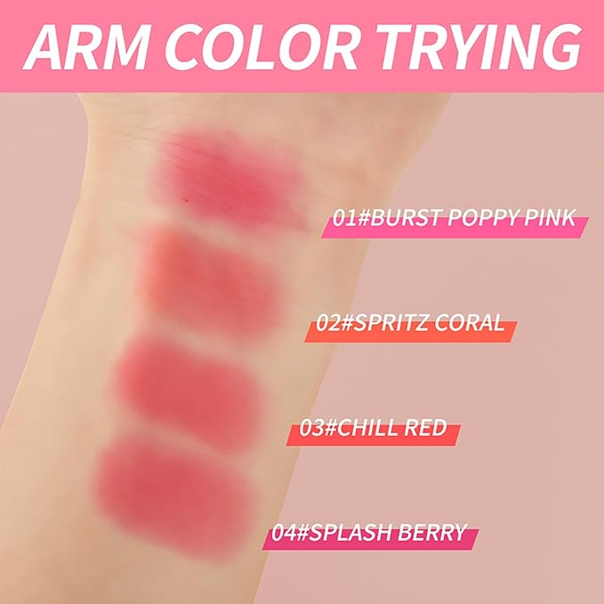 Cooling Water Jelly Tint Blush Makeup Blush Stick 3-in-1 Lip and Cheek Tint Stain Jelly Blush Multi-use Clear Glossy Gel Blush,0.18 Oz (Splash Berry, 0.18 Oz)-VivaGrace Women
