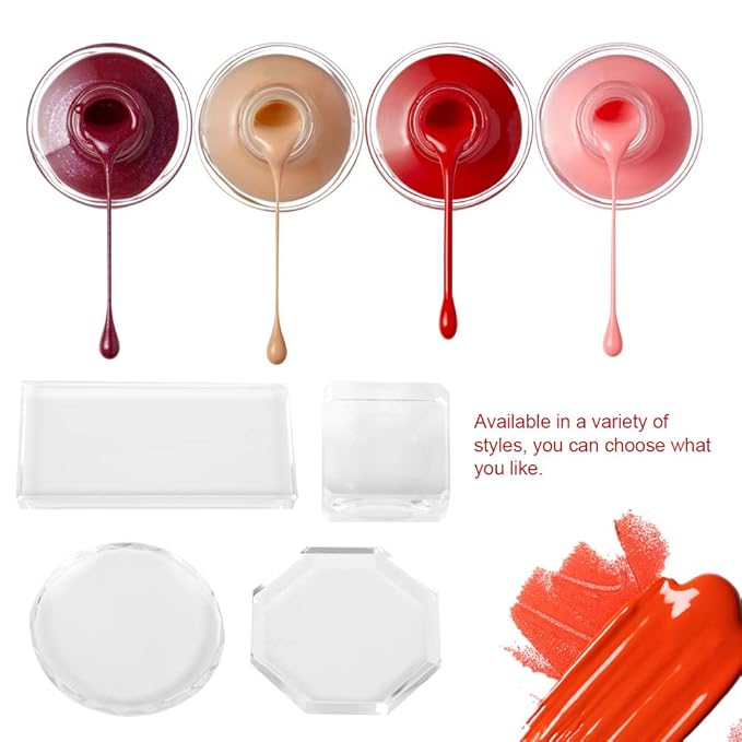 Glass Nail Art Palette Transparent Paint Drawing Colorful Paint Tray for Beauty Personal Care Drawing Color Dish DIY Nail Art Accessories Tools(02)-VivaGrace Women