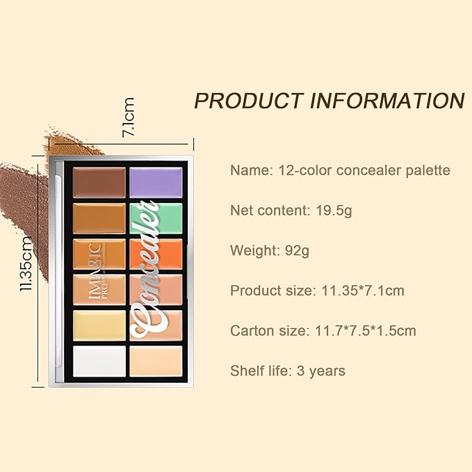 All In One Color Correcting Palette + 8 Makeup Brushes, 3D Cosmetics Cream Contour Highlighting Foundation Makeup Palette Long Lasting for Sculpt &Highlighting, Define Cheekbones-VivaGrace Women