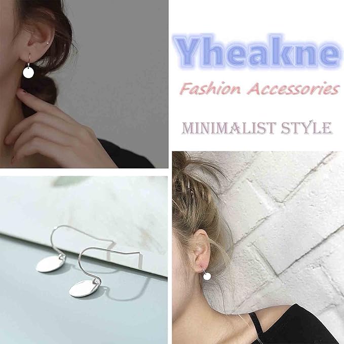 Boho Disc Coin Drop Earrings Tiny Circle Dangle Earrings Silver Smooth Coin Hook Earrings Minimalist Geometric Earrings for Women and Girls-VivaGrace Women