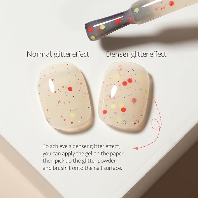 GAOY Glitter Confetti Gel Nail Polish, 16ml Colorful Polka Dot Gel Polish, Transparent UV Light Cure for Nail Art, 3024 Sprinkle Cupcake