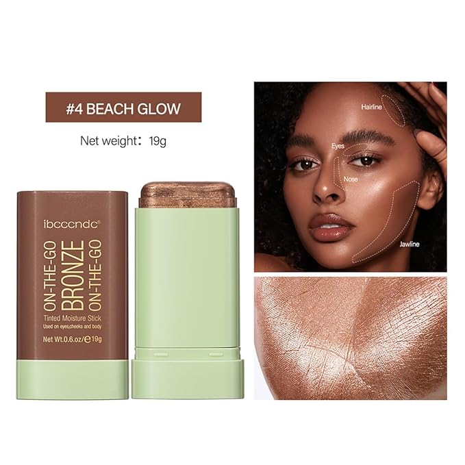 Multi-Use Makeup Blush Stick, Cream Blush Stick, Tinted Solid Moisturizer Stick for Cheek & Eyes & Lips, Waterproof Natural Nude Makeup, Suitable for All Skin (4#Beach Glow)-VivaGrace Women
