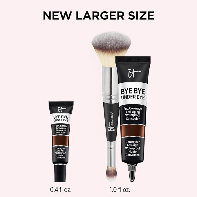 IT Cosmetics Makeup Set - Includes Supersize Bye Bye Under Eye Concealer (45.5 Deep) + Heavenly Luxe Complexion Perfection Concealer Brush (1 fl oz) - with Collagen, Hyaluronic Acid & Antioxidants-VivaGrace Women