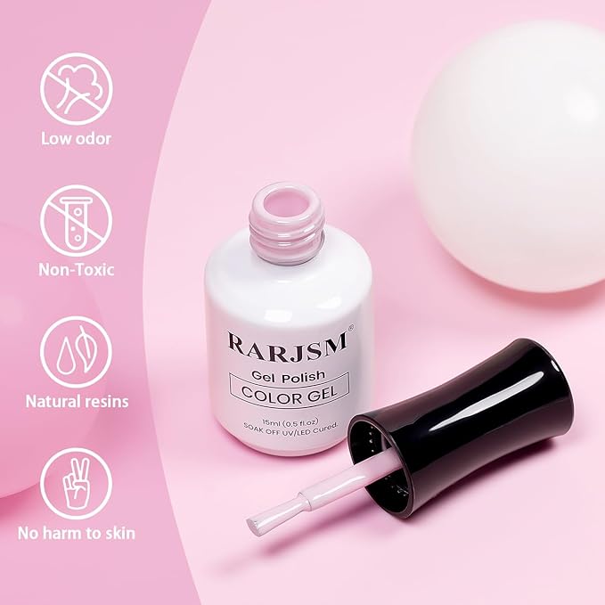 RARJSM Pastel Pink Gel Nail Polish Light Pink Gel Nail Polish 1PCS Macaron GelPolish 15ML Spring Summer GelPolish Soak off U V Curing Required Nail Art Starter Salon DIY at Home