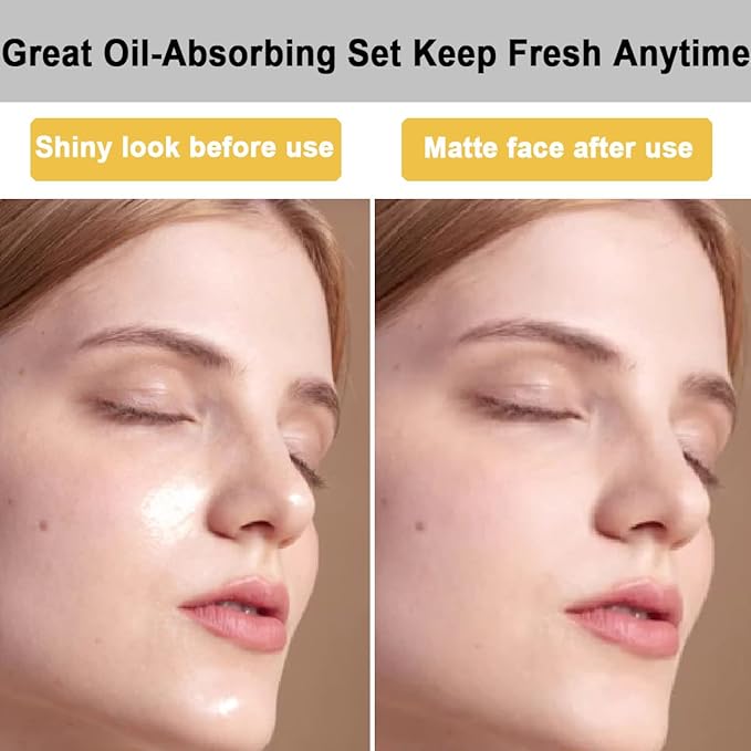 103 PCS Volcanic Roller Oily Skin Oil Control On The Go Volcanic Face Roller Oil Absorbing Volcanic Roller with Oil Blotting Sheet Paper for Oily Skin Care Oil Control Film Tissues (Type2)-VivaGrace Women