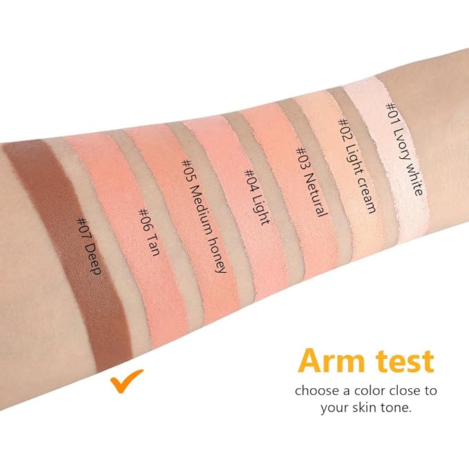 Pot Concealer with Makeup Brush Set,Tattoo Color Correcting Concealer,Full Face Color Correcting Conceal Foundation,Under Eye Concealer Brightener Dark Eye Ring corrector de ojeras (07-DEEP)-VivaGrace Women