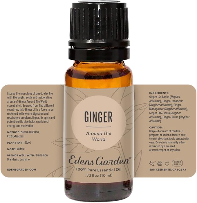 Edens Garden Ginger Around The World Essential Oil- 100% Pure Premium Grade, Undiluted, Natural, Therapeutic, Aromatherapy, The Best for Diffuser, Skin, Candle, Laundry 10 ml (.33 fl oz)-VivaGrace Women