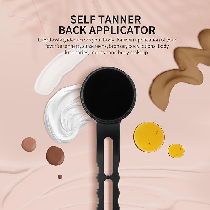 docolor Self Tanner Back Applicator, Plastic Long Handle Back Tanning Applicator Large Body Makeup Brush Vegan & Cruelty Free Self Tanner Brush For Self Tanner, Sunscreen, Bronzer, Foundation-VivaGrace Women
