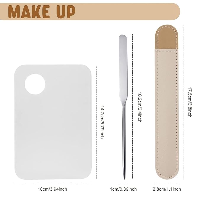 Makeup Spatula and Makeup Palette, Stainless Steel Foundation Palette & Tiny Cosmetic Spatula Tool for Nail, Art, Eye Shadow, Eyelash, Face Makeup-VivaGrace Women