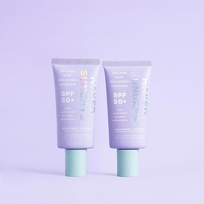 Naked Sundays SPF 50 Mineral Facial Sunscreen, Hydrating SPF with Zinc Oxide, Primer & Sheer Tint for Healthy Glow - 2 pack-VivaGrace Women