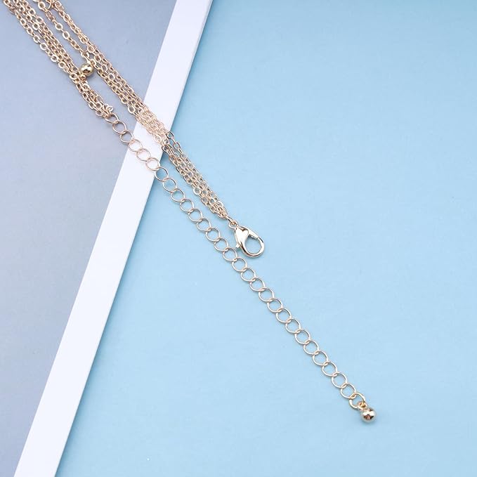 Bohemia Layered Star Choker Necklace Crescent Moon Pendant Necklace Chain Crystal Star Choker Necklace Gold Moon Necklace Jewelry for Women and Girls-VivaGrace Women