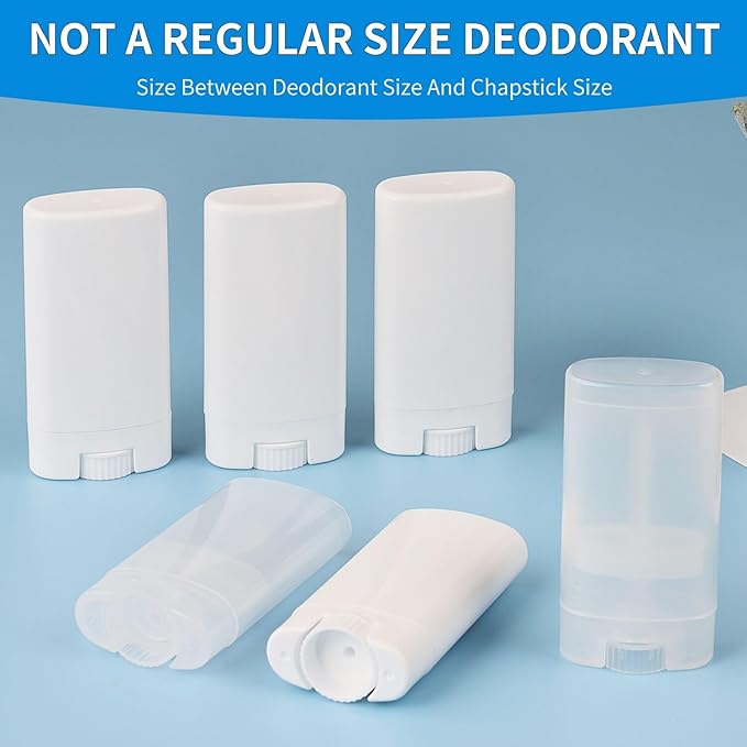 Empty Oval Deodorant Lip Lipstick Balm Tubes Containers Plastic 20PCS 15ML Transparent (15ml, Transparent)-VivaGrace Women