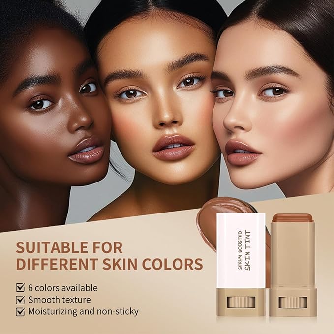 Foundation Stick Beauty Balm Serum Boosted Skin Tint,Skin Tint Foundation,Solid Tinted Moisturizing Serum Balm,Long-Lasting Moisturizing Flawless Face Makeup for Women (#04,18 g)