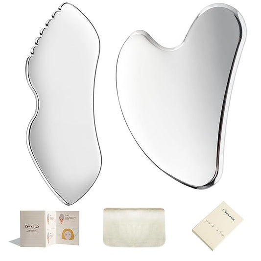 Stainless Steel Gua Sha Facial Tools, Face Comb & Massager Metal Gua sha Tool for Blood Circulation & Lymphatic Drainage, Body and Face Gua Sha Stone for Tighten Skin-VivaGrace Women