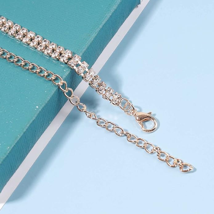 Boho Rhinestone Crystal Y Necklace Tennis Chain Y Lariat Necklace Long Gold CZ Drop Chain Necklace Sparkle Party Nightclub Necklace Chain Jewelry for Women and Girls-VivaGrace Women