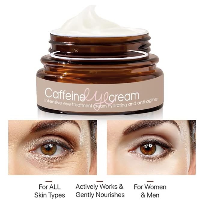 Natural Caffeine Eye Cream serum With Collagen,Hyaluronic Acid for Dark Circle and Puffiness,Great Under Eye Cream for Anti Aging,Eye Lift Treatment for Men &Women 0.52oz-VivaGrace Women