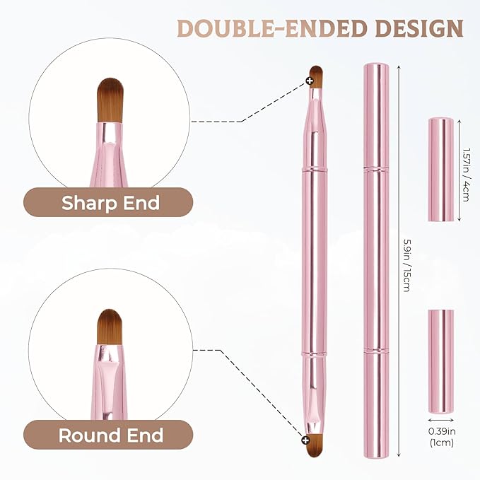 Unaone 2 Pack Lip Brush for Lipstick, Dual-Ended Lip Makeup Brush with Lid, Lipstick Brush for Lip Gloss-VivaGrace Women