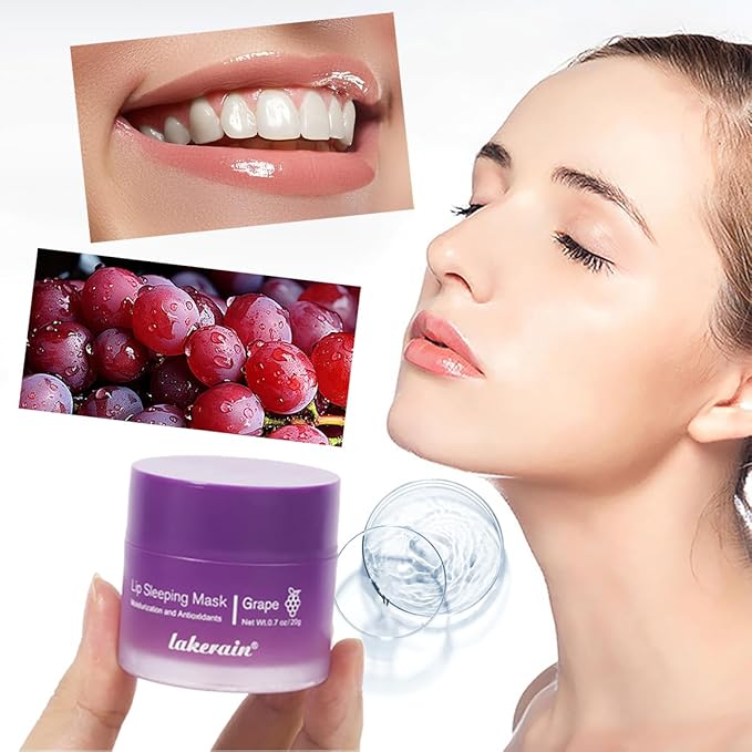 Sleeping Lip Mask, Long-Lasting Nourish & Hydrate Lip Mask, Lip Balm, Lip Oil, Lip Skin Care, Hydrating, Moisturizing Lip Lines Night Sleep Care Lip Anti-chapped Lip Cream (04# Grape)-VivaGrace Women