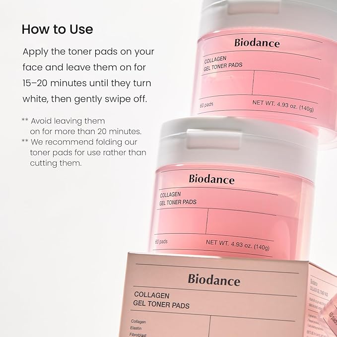 Biodance Collagen Gel Toner Pads, Pore Minimizer for Face, Improving Elasticity, Gentle Exfoliating Toner Pads for Sensitive Skin, Korean Skincareㅣ4.93 fl.oz.(140g)*60Pads-VivaGrace Women
