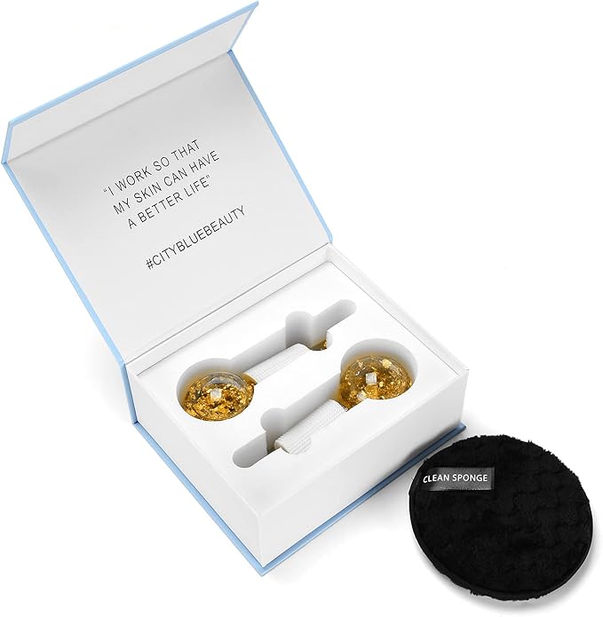 Ice Cryo Sticks Facial Globe with Golded Essence- 2PC Cooling Globes for Cold or Hot Skin Massagers, Face Globe for Skin Care Routine-VivaGrace Women