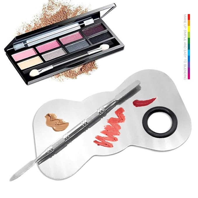 2 Pack Professional Makeup Palette, 2 Types Pro Lady Stainless Steel Cosmetic Artist Spatula with Spatula Tool for Mixing Foundation-VivaGrace Women
