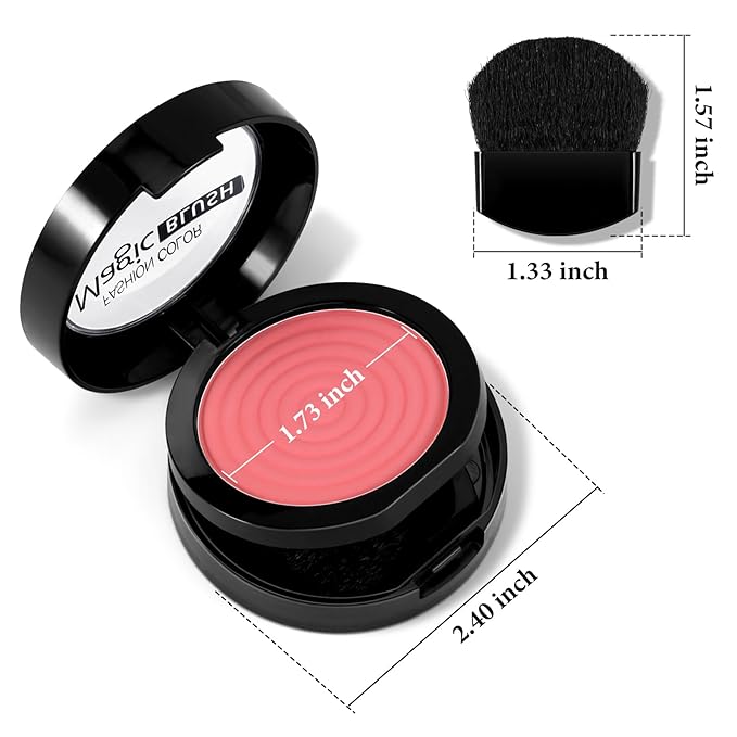 Boobeen Soft Blend Powder Blush for Cheeks, Buildable Color Matte Smooth Blush Palette Compact Blush Powder Makeup, Long-lasting Flush Color, with Mirror and Brush-VivaGrace Women