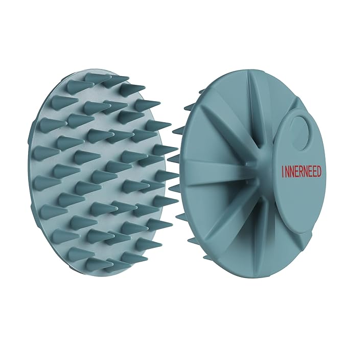 INNERNEED Scalp Massager Shampoo Brush, Wet & Dry Manual Scalp Care Head Scrubber Hair Washing, Soft Silicone Bristles, for Hair Growth, Dandruff Removal (Dark Green)-VivaGrace Women