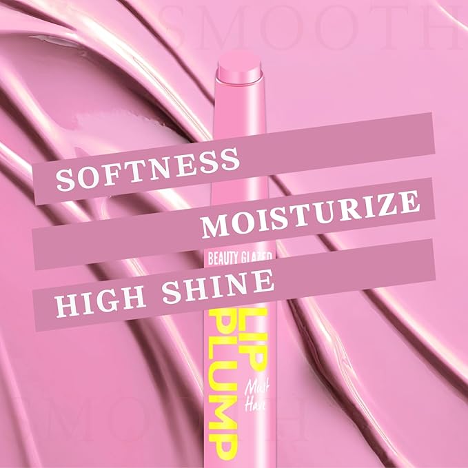Lip Gloss Stick, Moisturizing Jelly Solid Lip Plump Oil Slick Click,Non Sticky Tinted Press Lipstick Pen, Lightweight Buildable Balm Liner Professional Makeup, High Shine Longlasting Glow-Pink-VivaGrace Women