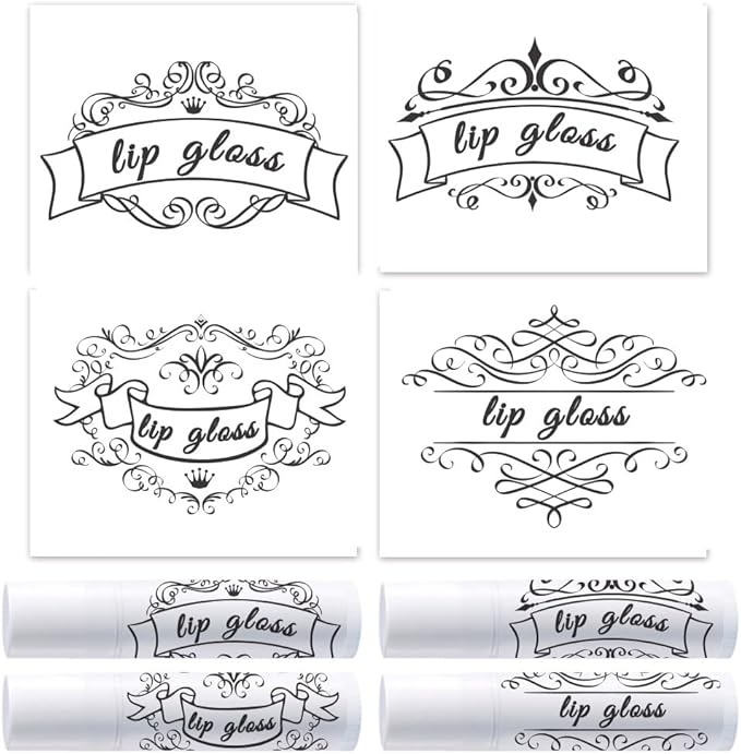 OLYCRAFT 100Pcs Self-Adhesive Lip Balm Tag Stickers 1.7x2.1 inch Vintage Damask Border Waterproof Adhesive Label with Word Lipstick Tag Sticker for Lip Balm Container Tubes Lipstick Wrapping Decor-VivaGrace Women