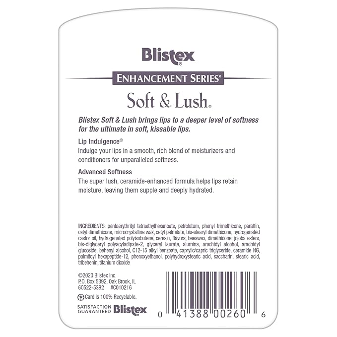 Blistex Soft & Lush Lip Protectant, 0.13 Ounce Tube, Pack of 6 – Softens & Conditions, Creamy Smooth Texture, Hydrating Lip Balm, Daily Lip Hydration,-VivaGrace Women