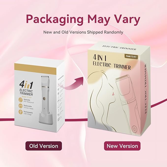 Electric Bikini Trimmer for Women - 4 in 1 Electric Razors for Women, Waterproof Pubic Hair Trimmers and Facial Hair Remover, Replaceable Shaver & Nose Hair Trimmer, Rechargeable Women's Grooming Kit-VivaGrace Women