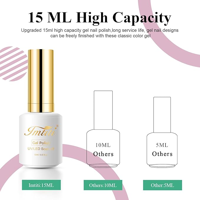 Imtiti Gel Nail Polish - 15ml Green Bee Color Gel Polish for DIY Nail Art & Manicure, Salon Quality, Soak Off, 0.5 Fluid Ounces